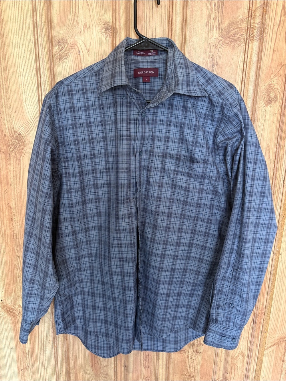 Nordstrom Men's Blue Gray Plaid Button-Down Shirt size S